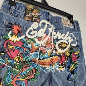 Ed Hardy Baggy fit Denim Jeans big back graphic grunge size 30 NWT